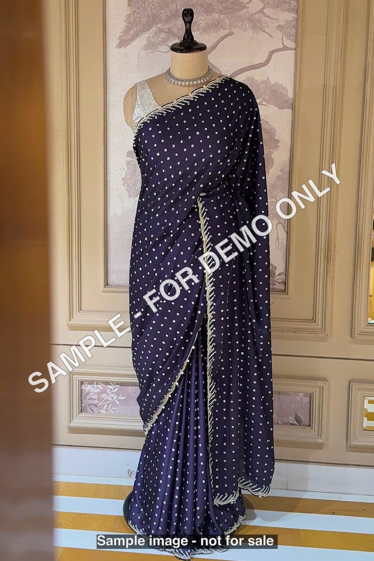 Sample - Dark blue crepe silk saree (demo), photo 3