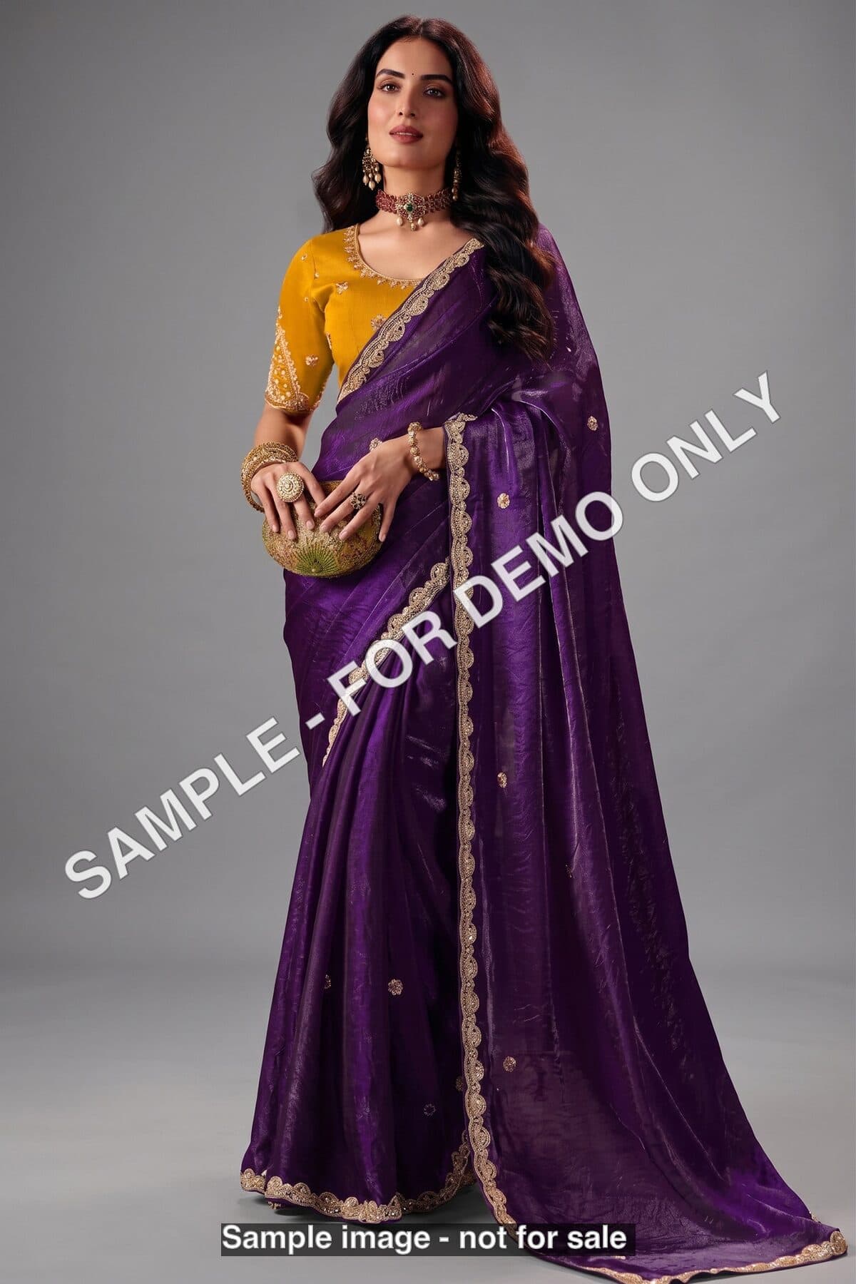 Sample - Royal purple satin saree (demo)