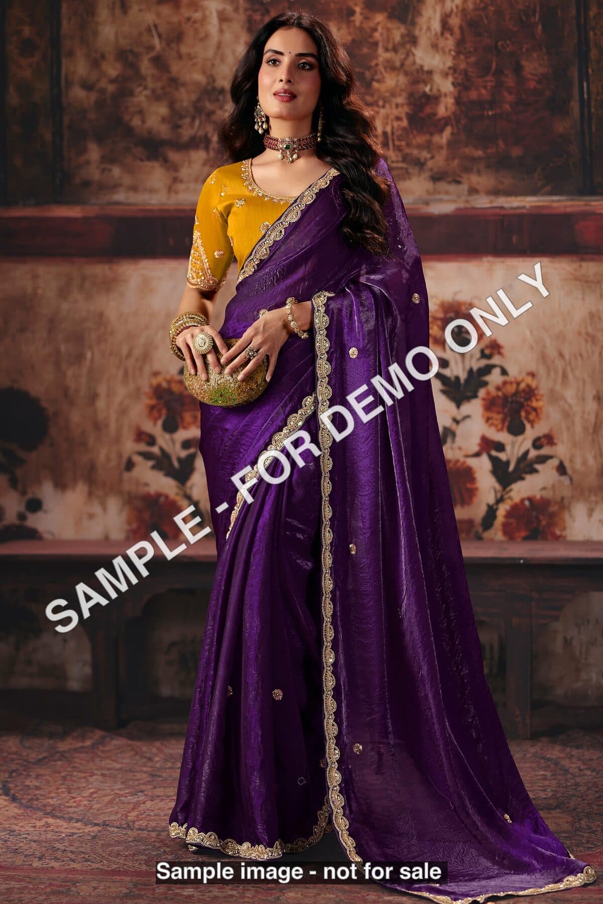 Sample - Royal purple satin saree (demo), photo 3